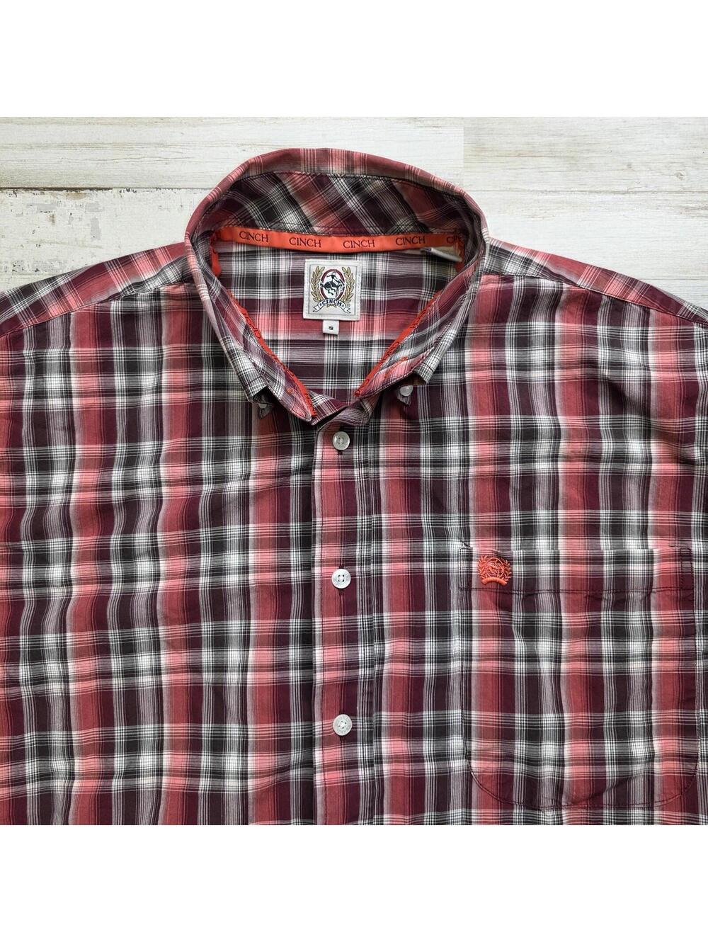 Cinch Shirt Mens S Multicolor Plaid Long Sleeve Button Up Western Pocket Casual